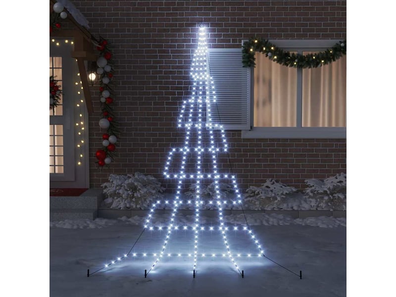  Arbre de noël, sapin de noël led avec piquets au sol blanc froid 511 cm métal  - Conforama C