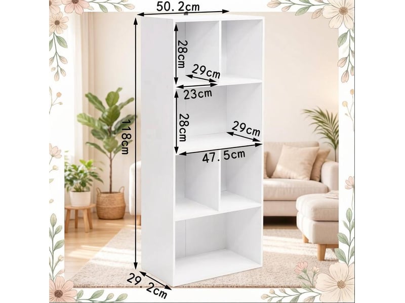  Bibliothèque 50,2x29,2x118 cm 6 compartiments mdf blanc  - Conforama C