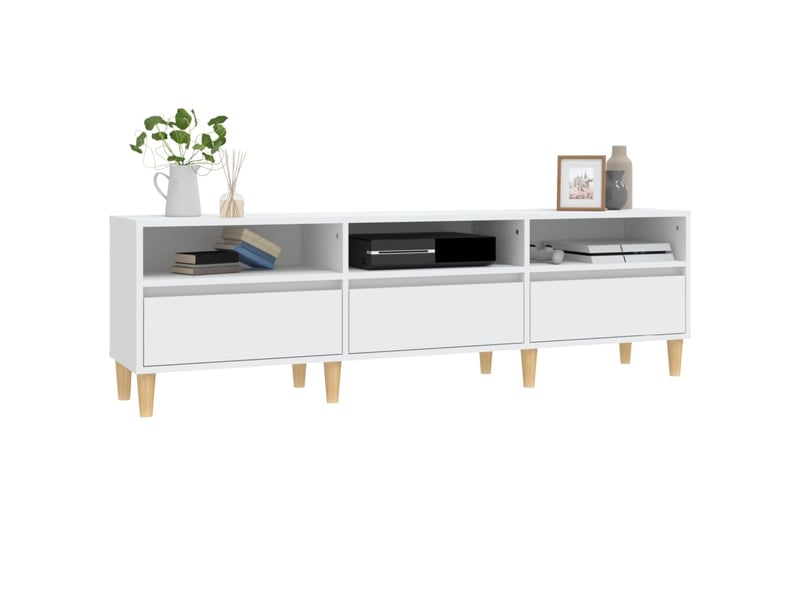  Meuble tv - banc tv - meuble de rangement blanc 150x30x44,5 cm bois d'ingénierie  - Conforama D