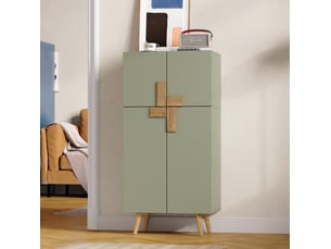Colonne de cuisine avec 4 portes, étagères réglables et rangements sur portes, en mdf vert, 60 × 35 × 120 cm