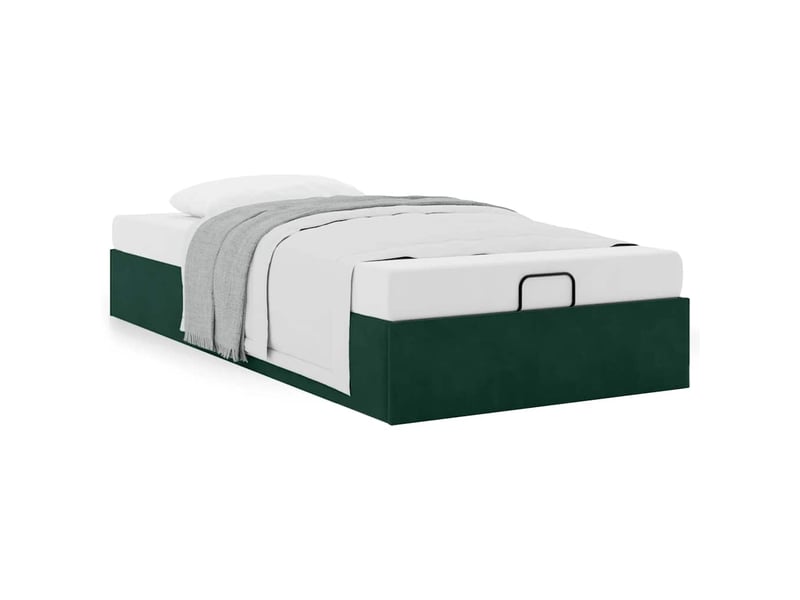 Lit simple- lit adulte - cadre de lit ottoman sans matelas vert foncé 80x200 cm velours - Conforama C