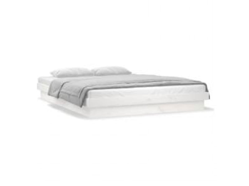  Lit double- lit adulte -  cadre de lit à led sans matelas blanc 160x200 cm bois massif  - Conforama D