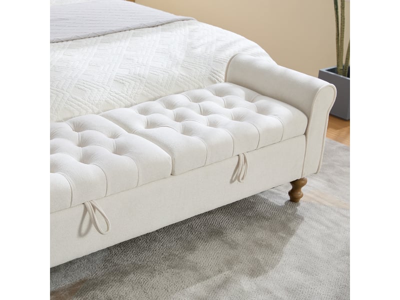 Banc coffre de rangement avec 2 couvercles et accoudoirs beige 156 x 46 x 51 cm W5118P494879 - Conforama D