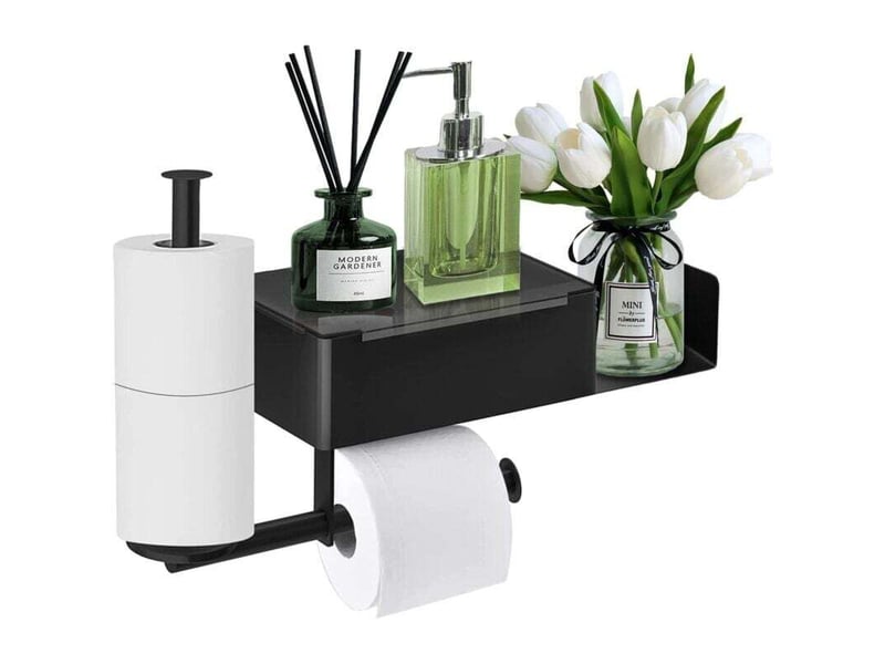  Enowelir porte-papier toilette mural en acier inoxydable avec boîte de lingettes humides et deux méthodes d'installation  - Conforama A