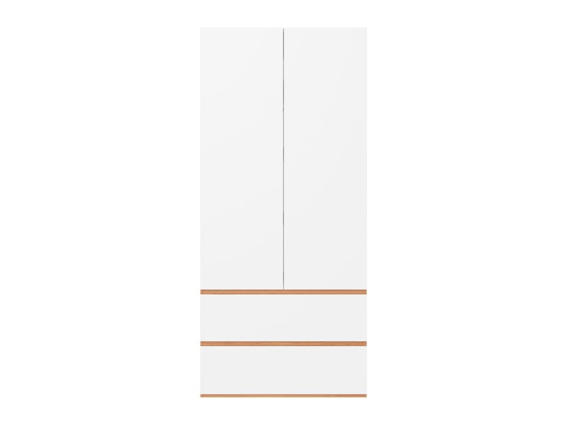 Armoire chambre 90x50x200 cm, garde-robe moderne pour entrée et bureau, avec 2 portes et 2 tiroirs, en mdf, blanc - Conforama A