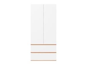 Armoire chambre 90x50x200 cm, garde-robe moderne pour entrée et bureau, avec 2 portes et 2 tiroirs, en mdf, blanc