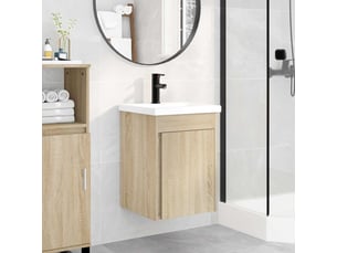 Meuble de rangement salle de bain avec robinet chêne sonoma shl9245