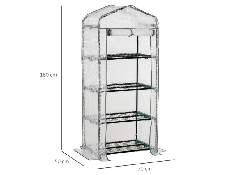  Mini-serre 70x50x160 cm avec 4 niveaux blanche  - Conforama E