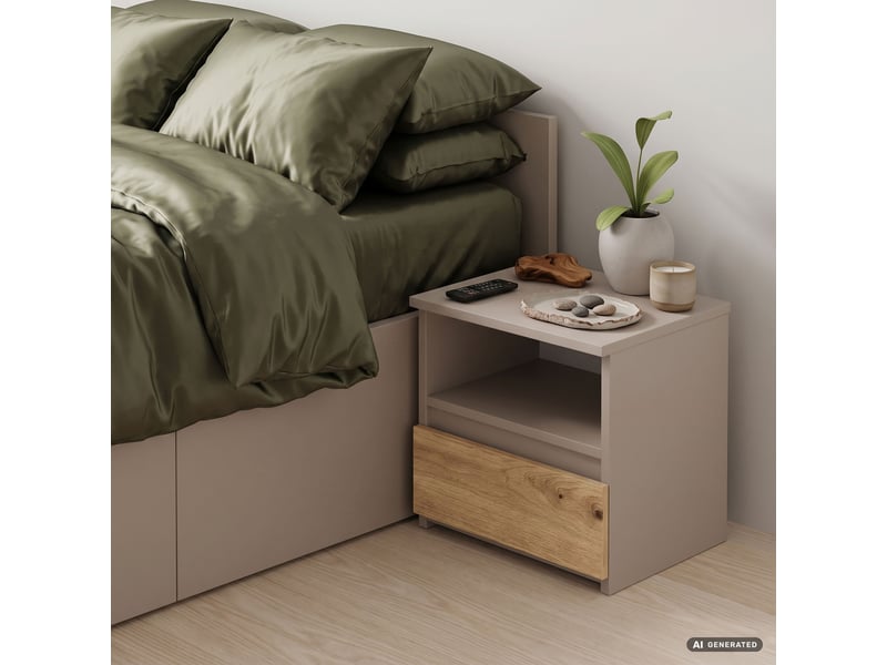  Table de chevet cl1 cachemire 40 cm 1 tiroir façade chêne artisan 1 étagère 40x35x40 cm CL1 - Conforama E