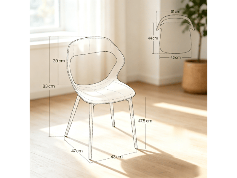 Set de 4 chaises de salle à manger – design moderne, dossier ergonomique, piètement élancé  - Conforama C