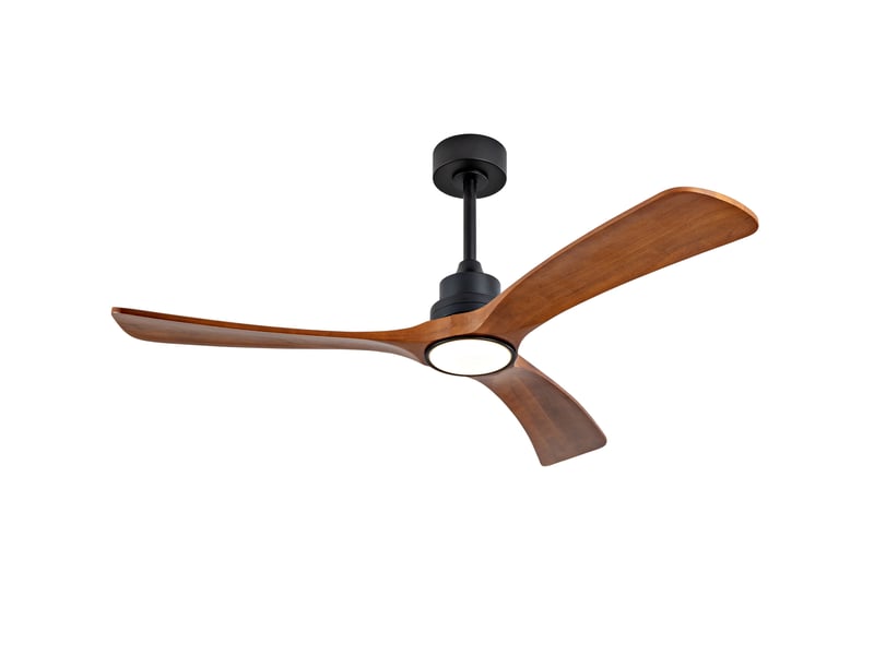  Ventilateur de plafond 52 pouces avec led, 3 pales en bois noyer foncé  - Conforama A