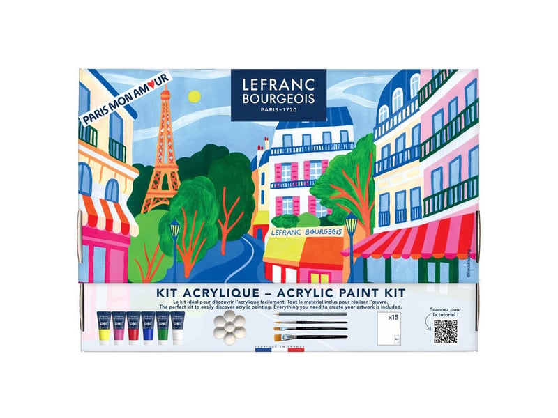  Kit peinture acrylique 6 tubes multicolore avec accessoires et palette, finition mate a semi mate, idéal enfant 1-23583009 - Conforama A