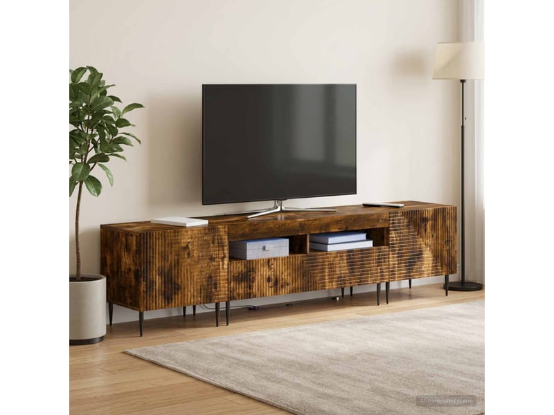 Ensemble de 3 meubles tv led chêne fumé bois d'ingénierie shl35709 - Conforama C