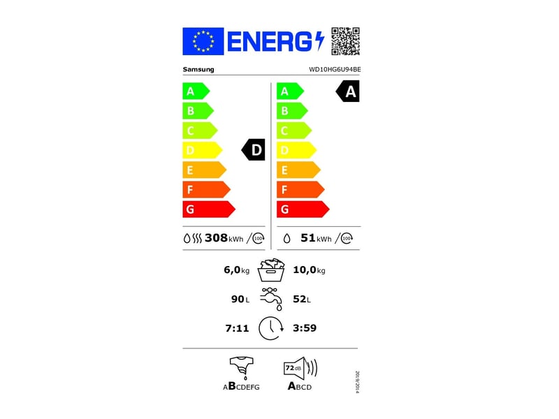  Samsung - lave-linge séchant frontal 106kg 1400 toursmin  wd10hg6u94be - WD10HG6U94BE - Conforama B