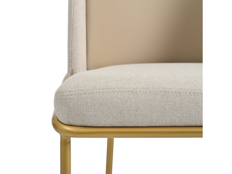 Lot de 2 chaises modernes 55x55x85 cm, dossier ergonomique, patins réglables, pieds inclinés, pvc et métal, beige+kaki - Conforama D