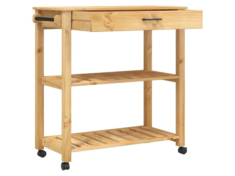  Desserte de cuisine, chariot de rangement monza 84x40x88,5 cm bois massif de pin shl70523  - Conforama D