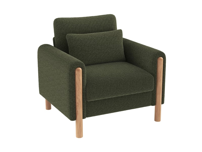  Fauteuil lounge ulevr 1 place avec coussin d’assise amovible, tissu bouclette vert, 87 x 83 x 88,5 cm  - Conforama A
