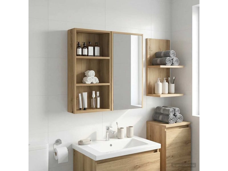  Armoire murale de salle de bain, cabinet de salle de bain chêne artisanal 40 x 14 x 70 cm cf65192  - Conforama B