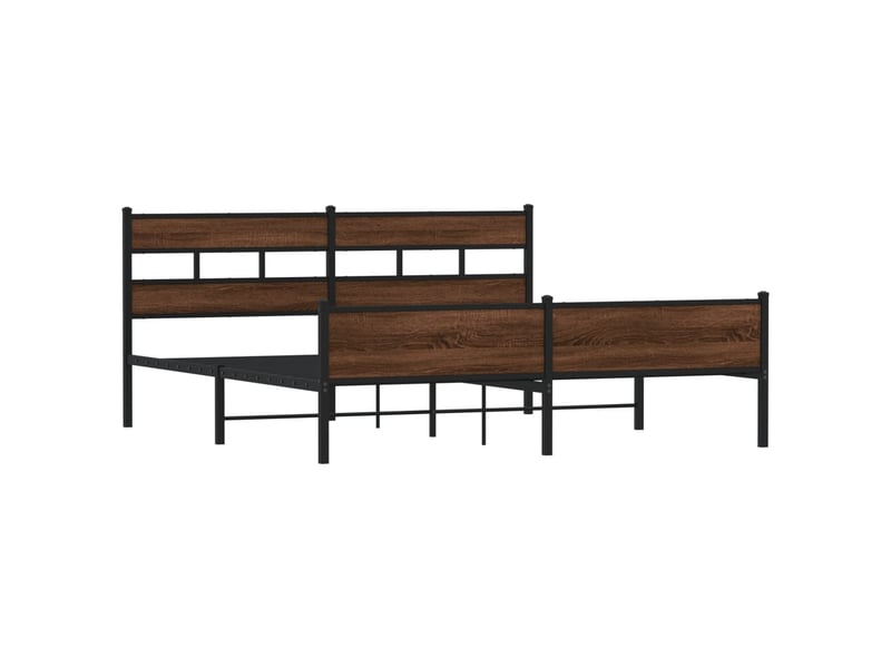  Lit double- lit adulte -  cadre de lit en métal sans matelas chêne marron 200x200 cm  - Conforama B