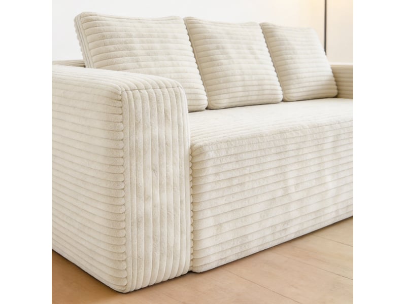  Canapé d'angle modulable 4 places avec méridienne gauche en velours côtelé homvra  - Conforama D