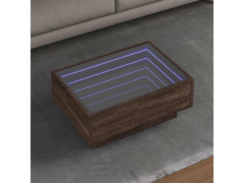 Table basse | table d'appoint salon avec led chêne marron 70x50x30 cm bois d'ingénierie - Conforama B