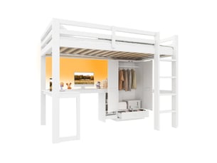 Lit mezzanine 90x200 cm ROLIPO coloris blanc