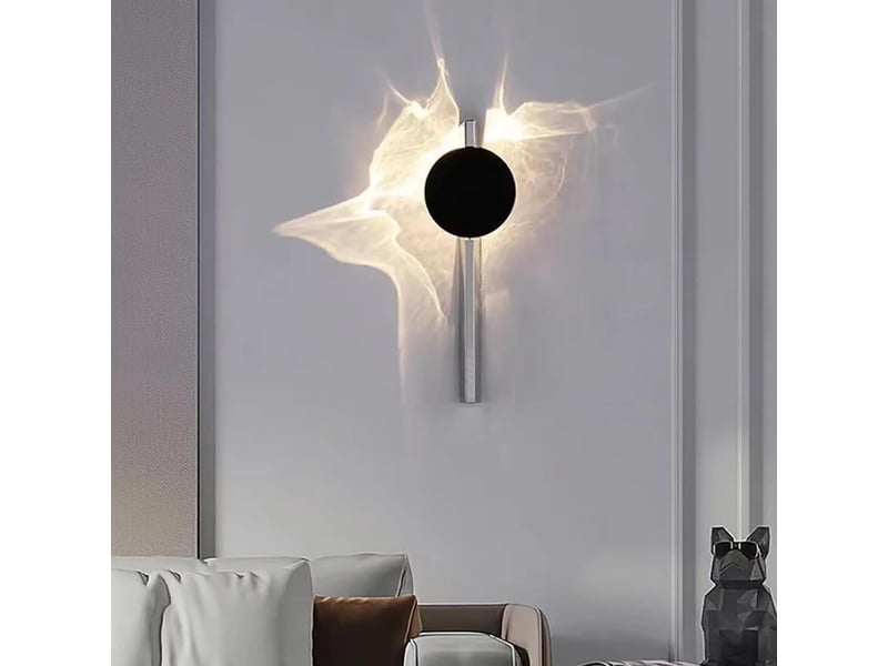  Applique muraux led wave 180° rotatif noir rond lampe murale intérieur vagues d'eau décoration  - Conforama E