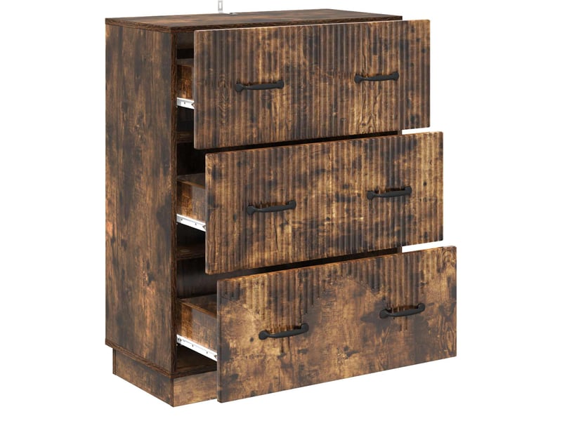  Armoire de rangement bureau, armoire à tiroirs chêne fumé 66 x 34,5 x 87 cm  - Conforama E