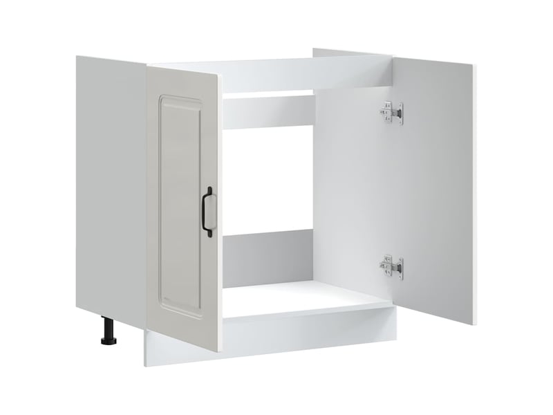 Meuble de cuisine, meuble bas pour évier kalmar blanc brillant 80x46x81,5cm - Conforama E