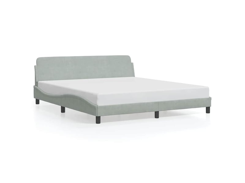  Lit double- lit adulte -  cadre de lit dover gris clair 180x200 cm velours  - Conforama A