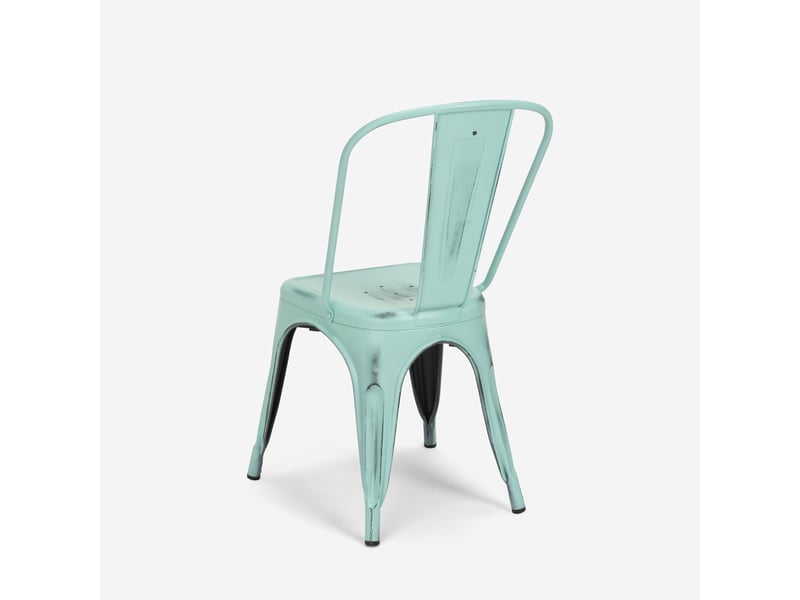 Chaise de cuisine design industriel vintage en métal shabby chic style steel old - turquoise AHD Amazing Home Design - Conforama C
