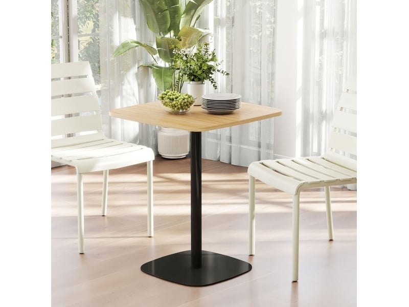 Table de salle à manger carrée 60 cm en mdf bois clair et noir, pour 2 personnes, idéale pour petits espaces - Conforama B