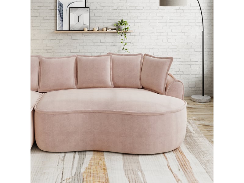 Canapé 4 places droit en tissu rose, largeur 320 cm, sans structure rigide W3325S00284 - Conforama R