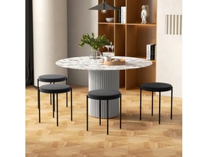 Lot de 4 tabourets de cuisine 41,5x41,5x46 cm empilables, rembourrés, aspect velours, structure métallique noire