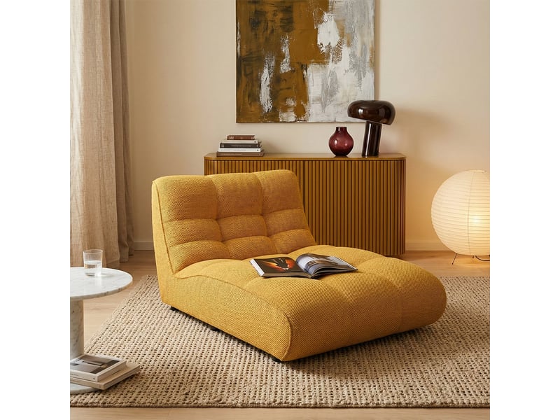 Canapé d'angle modulaire en velours matelassé design gardena - jaune - Conforama B