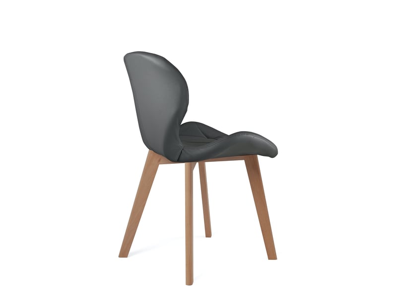  Lot de 2 chaises scandinaves fati en simili cuir matelassé gris foncé avec pieds bois  - Conforama E