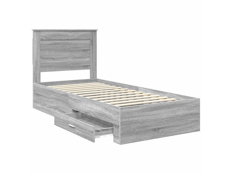  Lit simple- lit adulte -  cadre de lit gris sonoma 100 x 200 cm bois d'ingénierie  - Conforama D