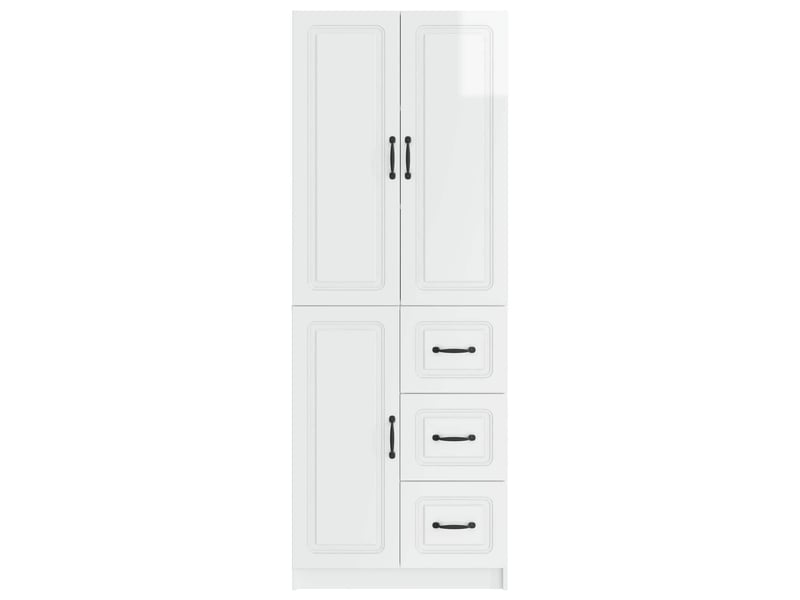  Buffet - ensemble de meubles 2 pc blanc brillant bois d'ingénierie  - Conforama E