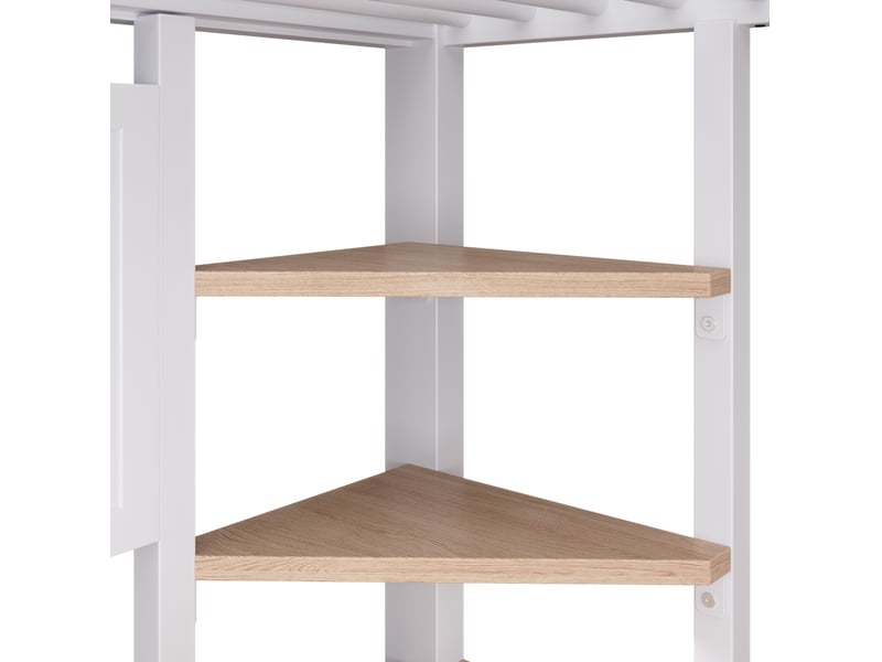  Lit mezzanine 140x200 cm blanc en métal et mdf, avec bureau intégré, rangements, led et usb, sans matelas  - Conforama D