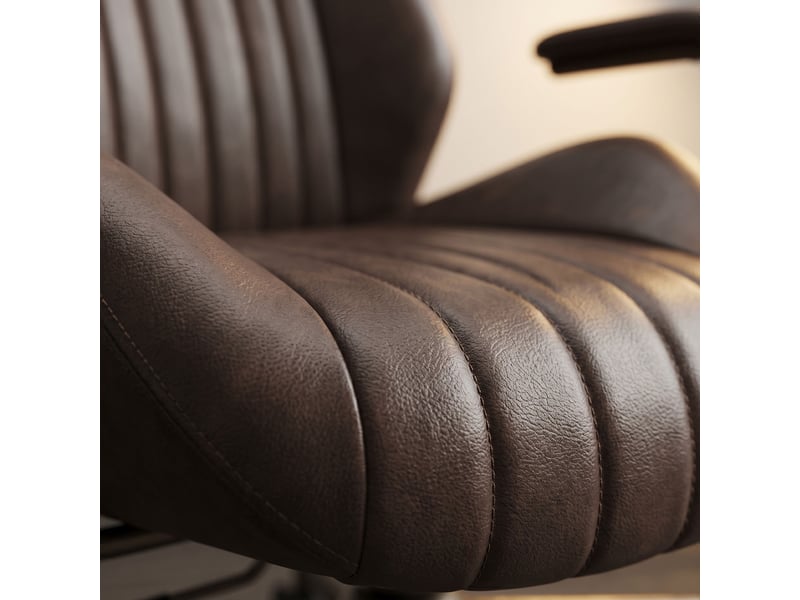  Havana - fauteuil de bureau 45 x 92 x 37 cm, style industriel chic, en similicuir avec piètement étoile en bronze brossé  - Conforama C