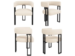 Lot de 4 chaises en tissu et métal coloris beige