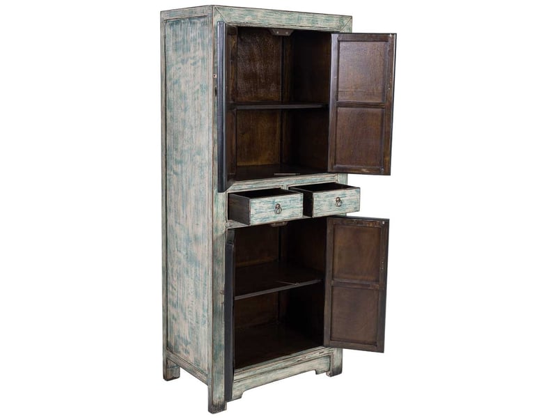  Armoire en bois blanc et bleu 80x48x184 cm h  - Conforama E