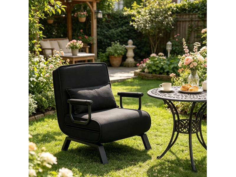  Fauteuil-lit convertible 3 en 1 noir avec dossier réglable  - Conforama C