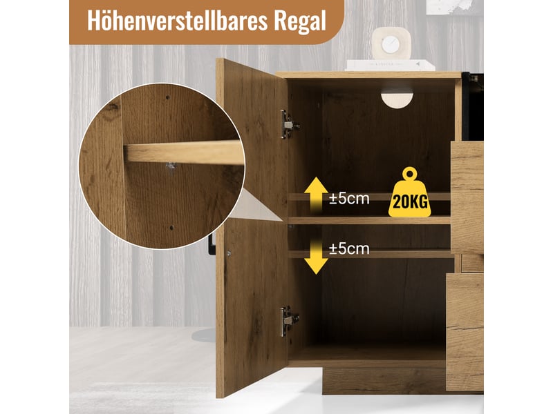  Buffet aspect chêne 140 cm, commode 2 tiroirs et 2 portes (sans matelas).  - Conforama C