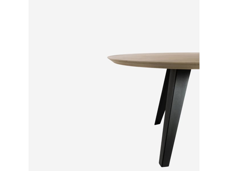 Table ronde fixe en chêne et métal leo - Conforama D