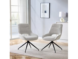 Lot de 2 chaise de salle à manger 50x49x87cm pivotante 360°, assise confortable, dossier ergonomique, tissu+métal, noir+gris