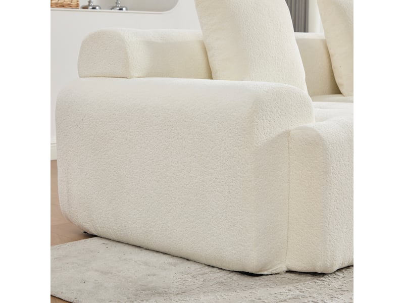  Canapé d'angle modulable 3 places en tissu beige avec coffre de rangement intégré et mousse à mémoire de forme  - Conforama D
