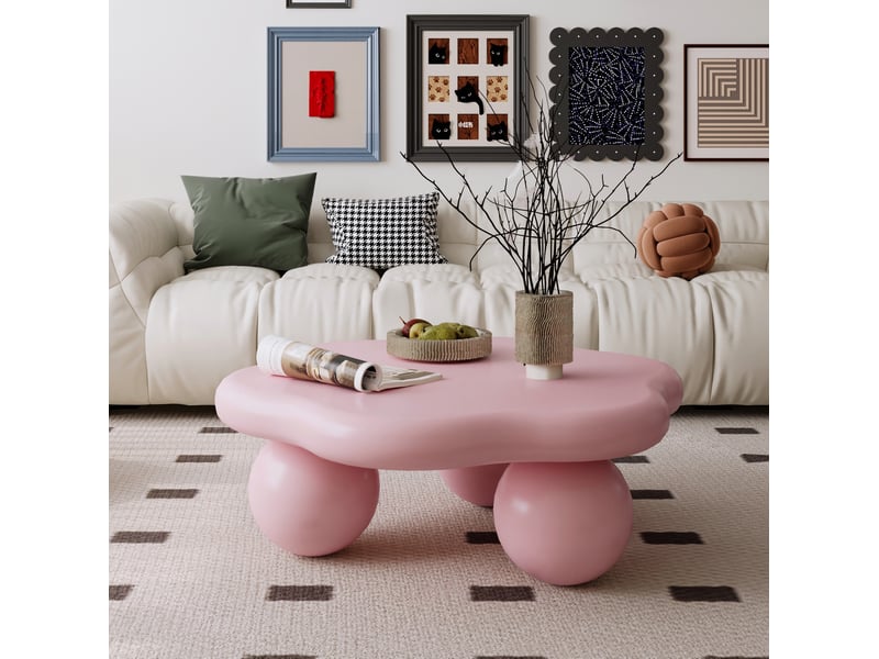 Table basse nuage 79x79x31 cm en mdf et métal rose - Conforama R