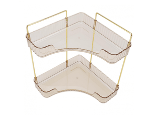 Étagère d'angle de salle de bain à 2 niveaux, gain de place, montage facile, étagère d'angle en métal pour cosmétiques