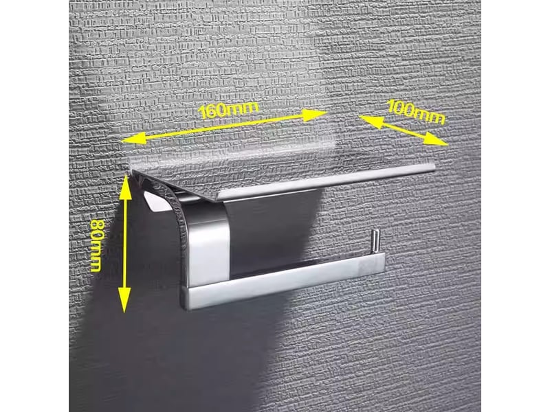  Porte-papier toilette chrome avec étagère  monté au mur, acier inoxydable 304 poli chrome  - Conforama B